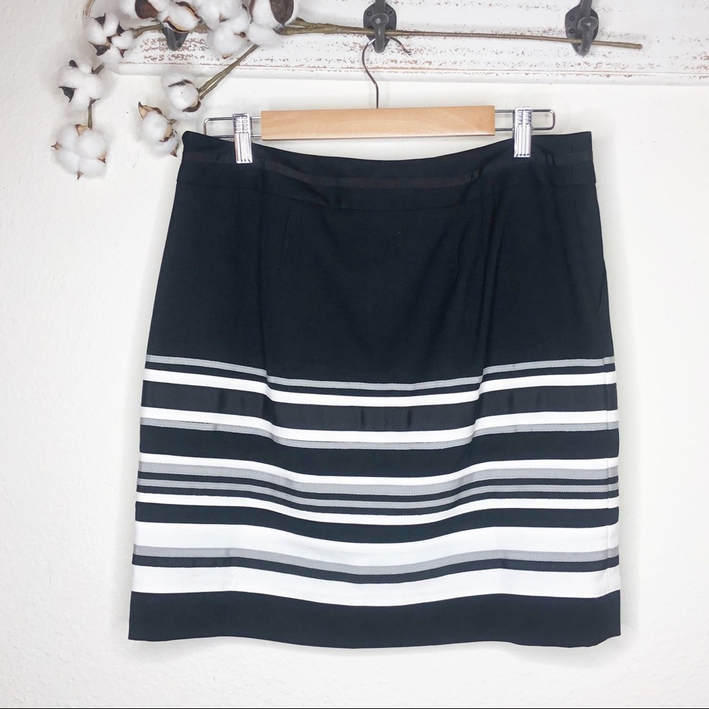 White House Black Market Striped Mini Skirt Size 10